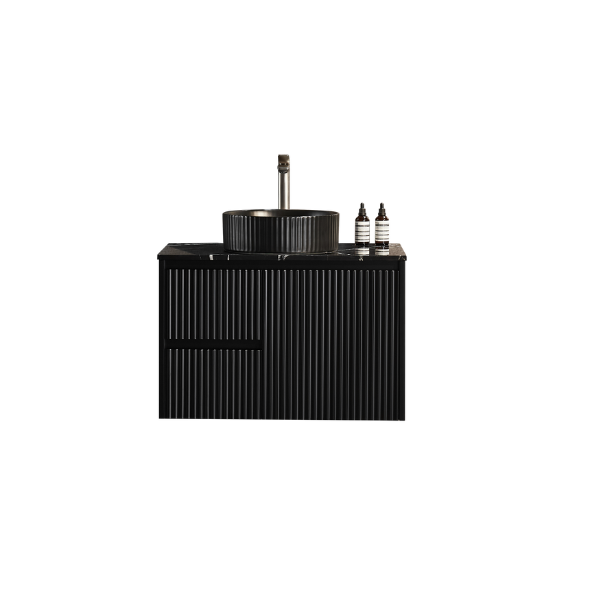 Crete Modern Wall Hung Cabinet Matte Black