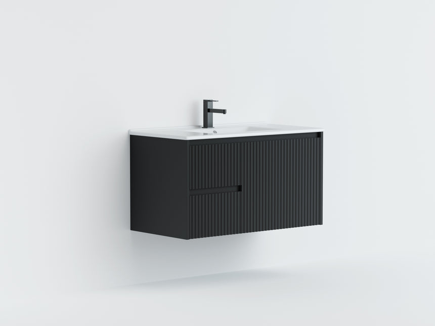 Crete Modern Wall Hung Cabinet Matte Black