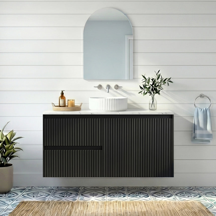 Crete Modern Wall Hung Cabinet Matte Black