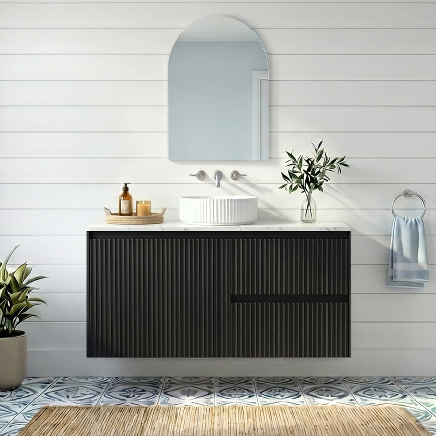 Crete Modern Wall Hung Cabinet Matte Black
