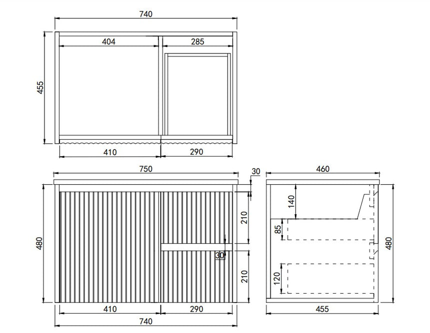 Crete Modern Wall Hung Cabinet Matte Black