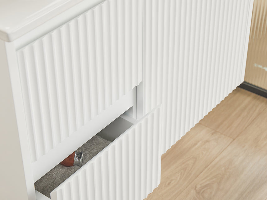 Crete Modern Matte White wall hung cabinet – 750mm / Left Hand Drawer – product view 2