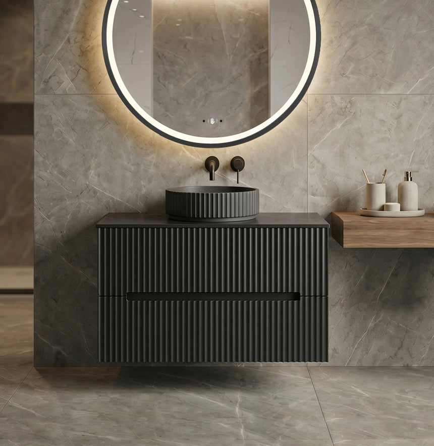 Cabarita Modern Wall Hung Cabinet Matte Black