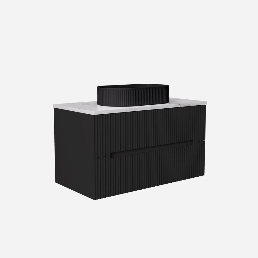 Cabarita Modern Wall Hung Cabinet Matte Black
