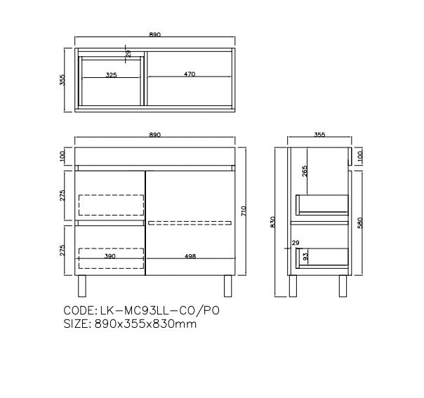 Camden Modern Free Standing Ensuite Cabinet Coastal Oak