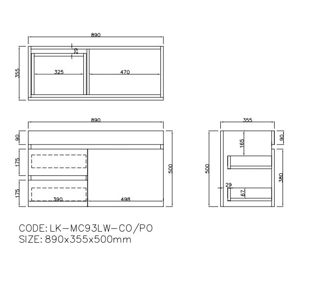Camden Modern Wall Hung Ensuite Cabinet Coastal Oak