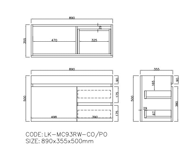 Camden Modern Wall Hung Ensuite Cabinet Coastal Oak