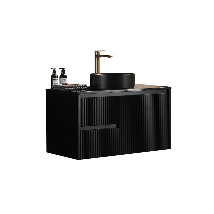 Crete Modern Wall Hung Cabinet Matte Black