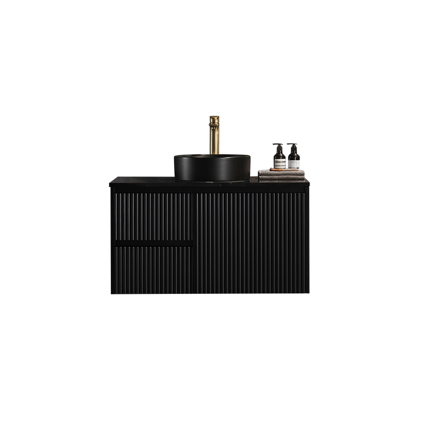 Crete Modern Wall Hung Cabinet Matte Black