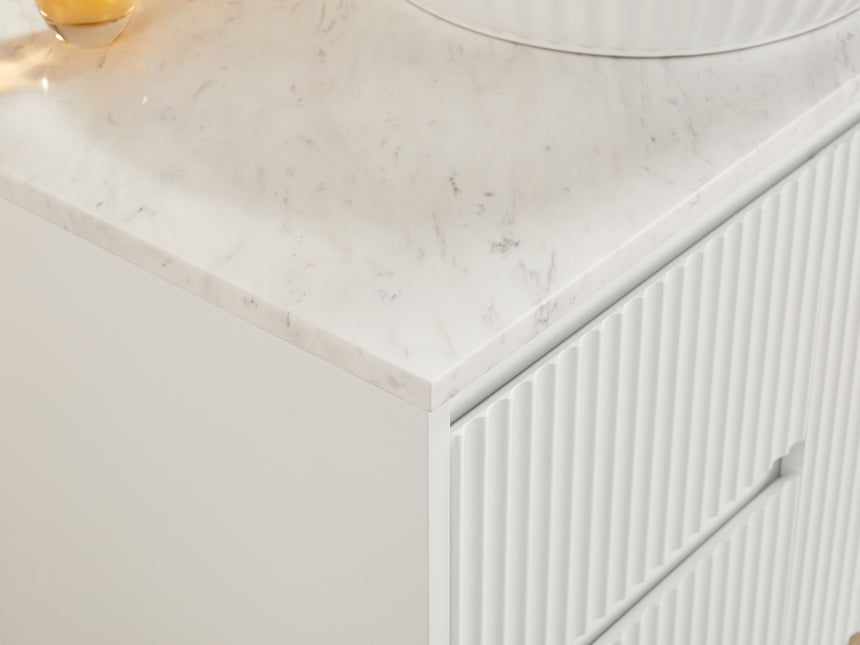 Crete Modern Matte White wall hung cabinet – 900mm / Left Hand Drawer – product view 4