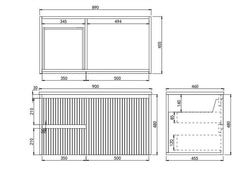 Crete Modern Wall Hung Cabinet Matte Black