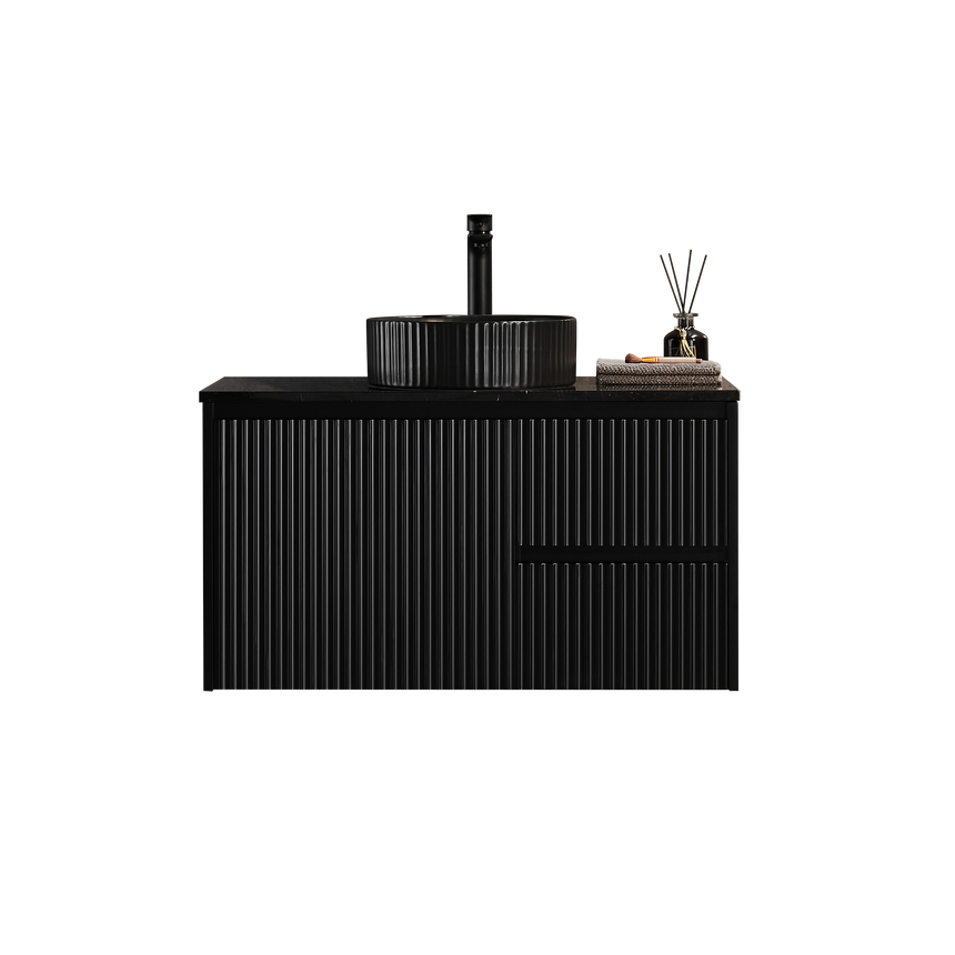 Crete Modern Wall Hung Cabinet Matte Black