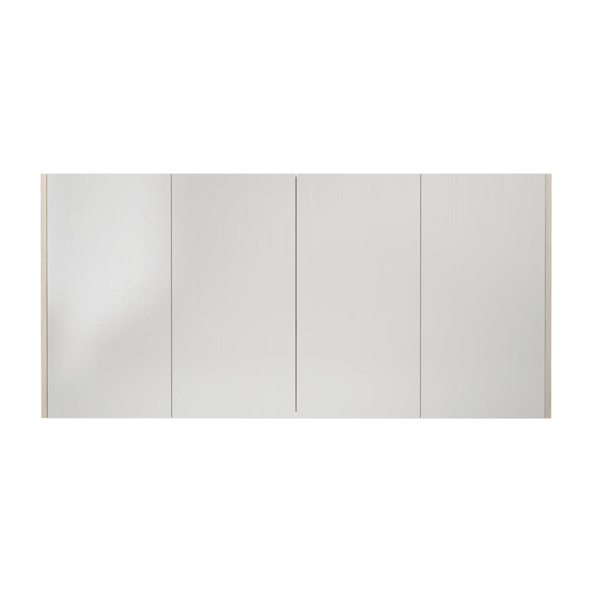 Lukka Camden Oak four-door shaving cabinet by Tilemall front elevation with mirrored surfaces