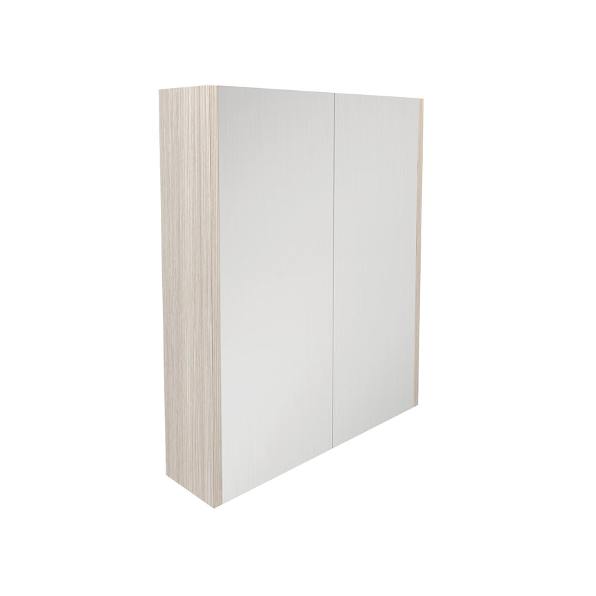 Lukka Camden Oak shaving cabinet angled three-quarter view showing oak left edge and door seam by Tilemall