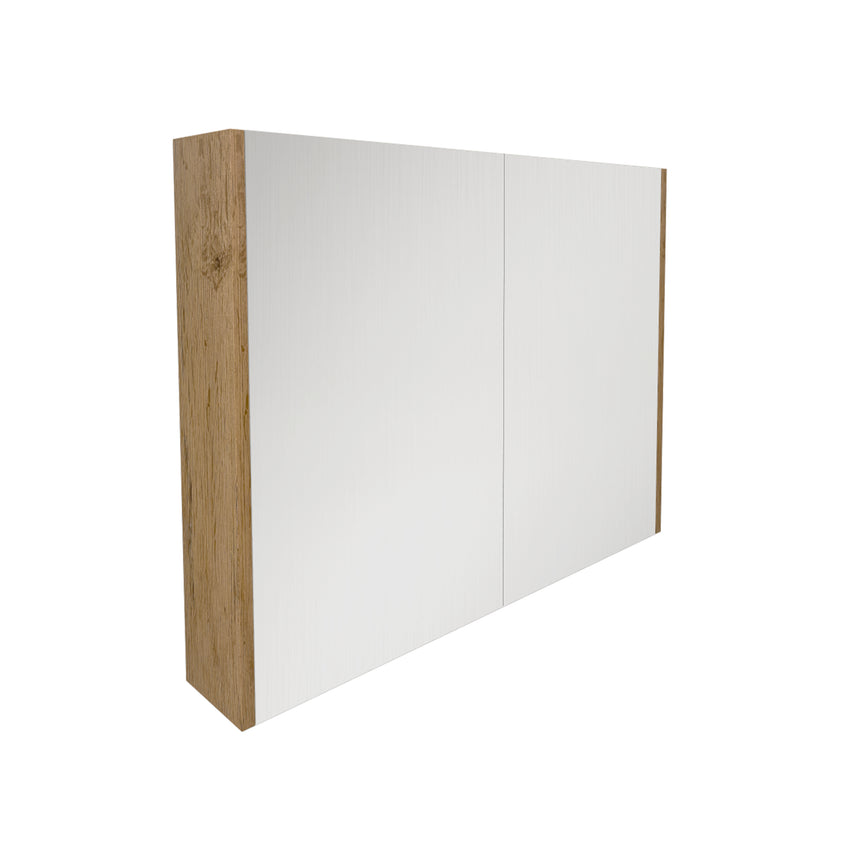 Lukka Camden Oak two-door shaving cabinet with oak frame and white mirror doors by Tilemall