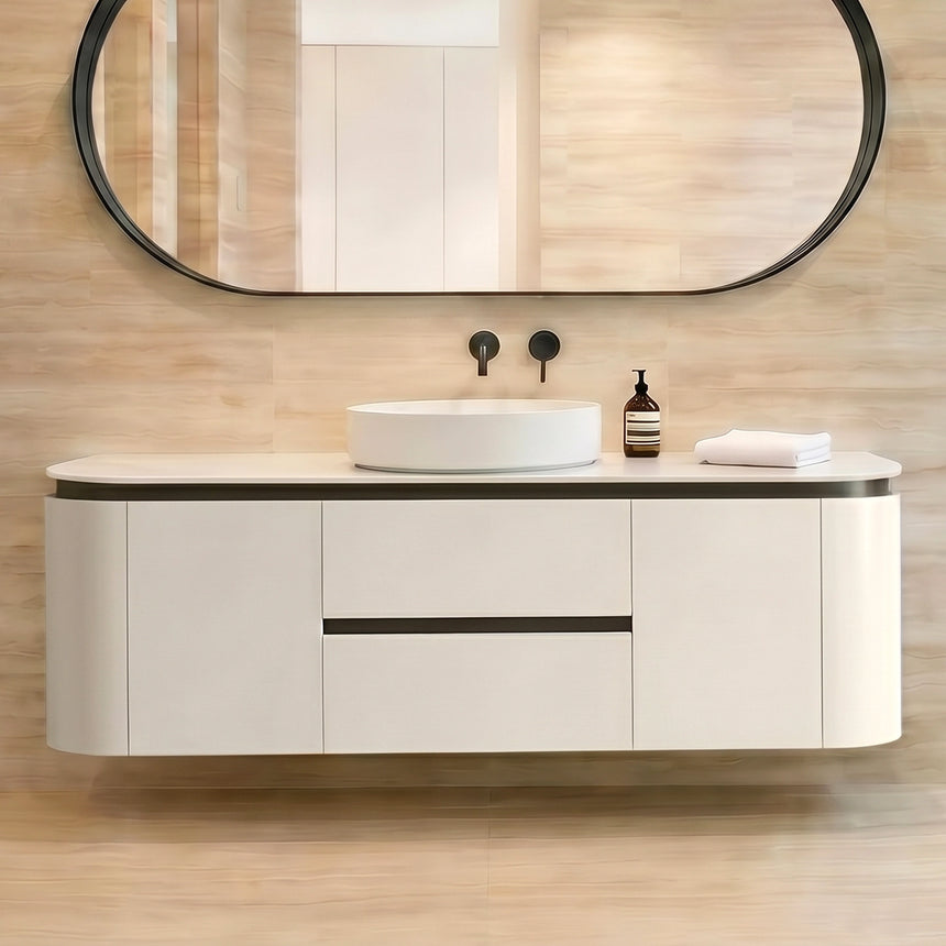 Devito Modern Wall Hung Cabinet Matte Black and White