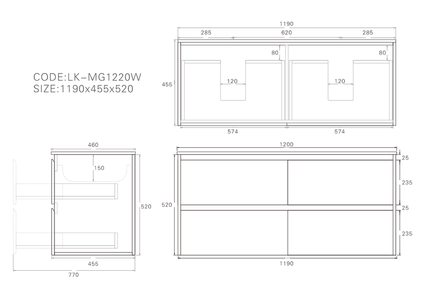 Gladstone Modern Wall Hung Vanity Sandy Oak
