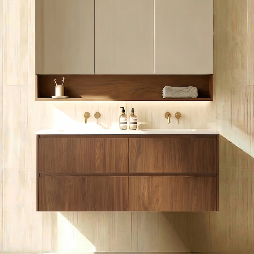 Gladstone Modern Wall Hung Vanity Mocha Oak