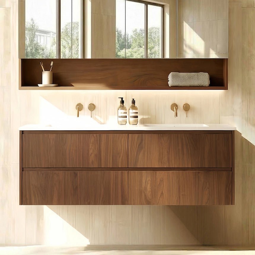 Gladstone Modern Wall Hung Vanity Mocha Oak