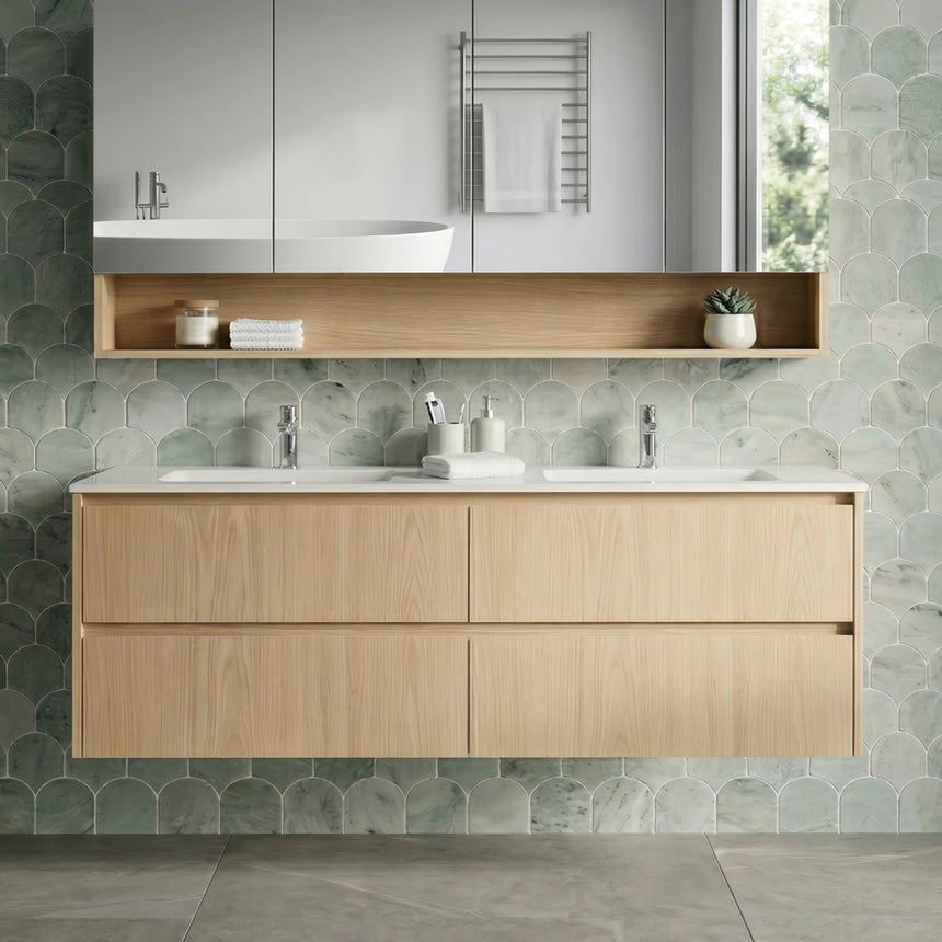 Gladstone Modern Wall Hung Vanity Sandy Oak
