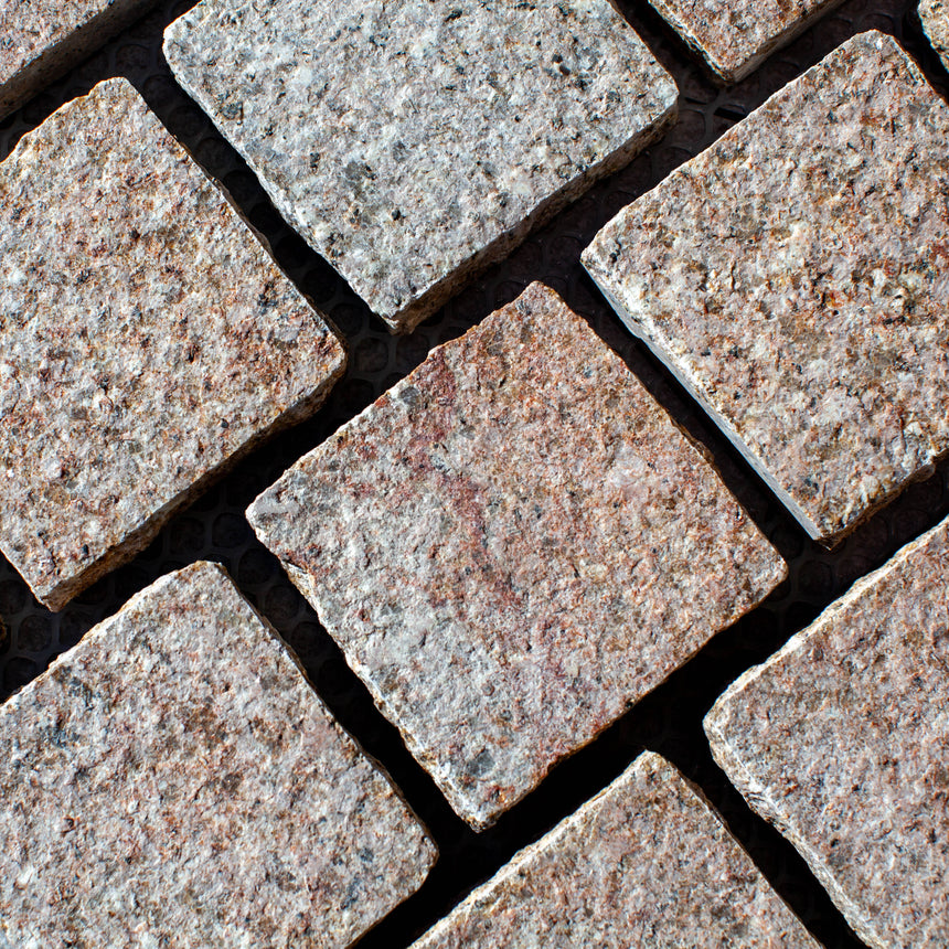 Cobble Stone Net Back Stacked 90x90x20 Honey Jasper Cobble Stone Tilemall