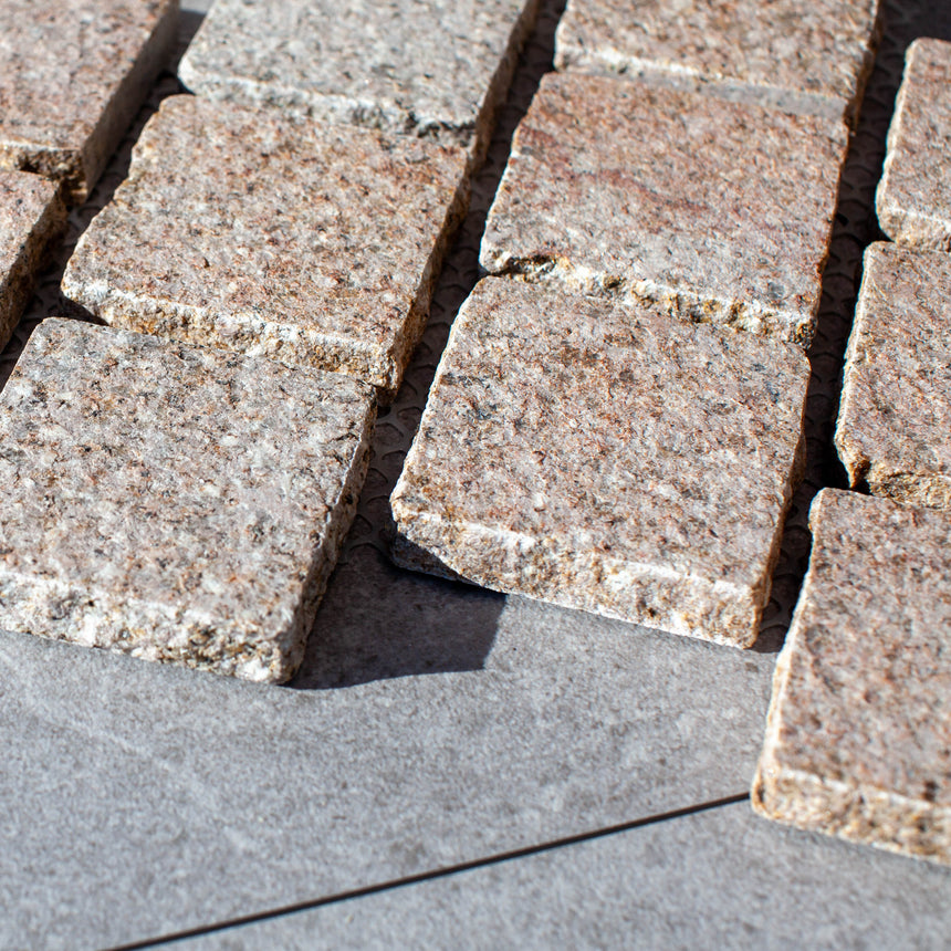 Cobble Stone Net Back Stacked 90x90x20 Honey Jasper Cobble Stone Tilemall