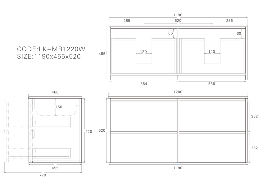 Ridgewood Modern Wall Hung Vanity Mocha Oak