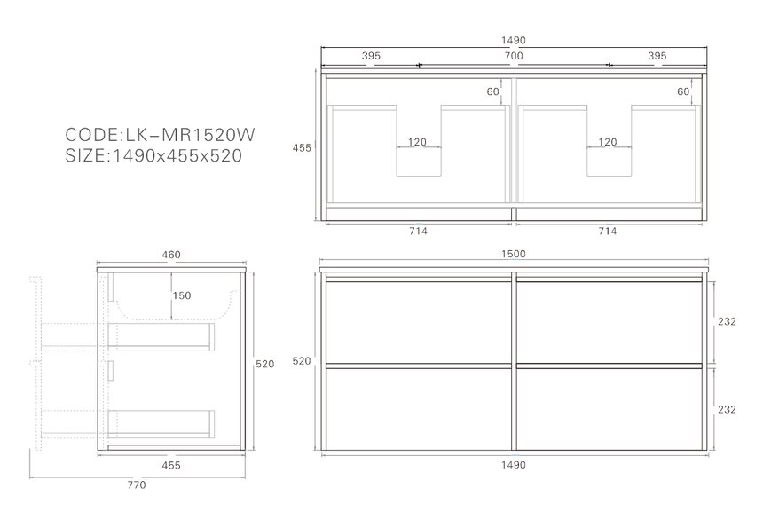 Ridgewood Modern Wall Hung Vanity Mocha Oak