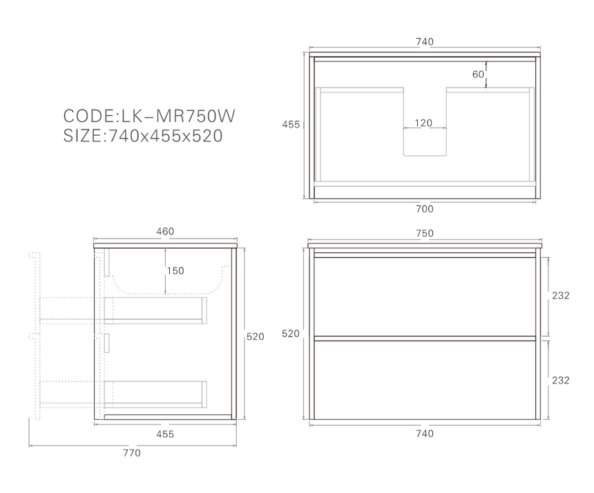Ridgewood Modern Wall Hung Vanity Mocha Oak