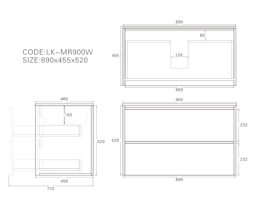 Ridgewood Modern Wall Hung Vanity Mocha Oak