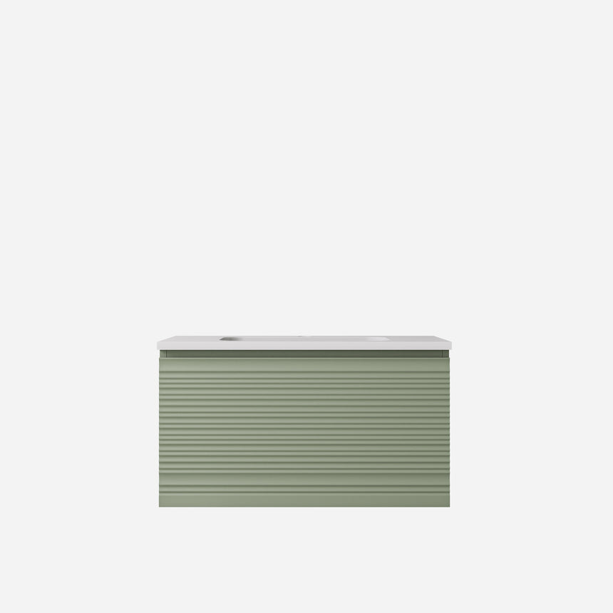 Sedona Fluted Wall Hung Cabinet Olive Green