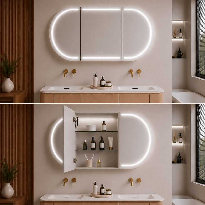 Lukka Allison Triple LED Shaving Cabinet black tiles arranged in multi-tile grid showing surface pattern variation by Tilemall (view 28)
