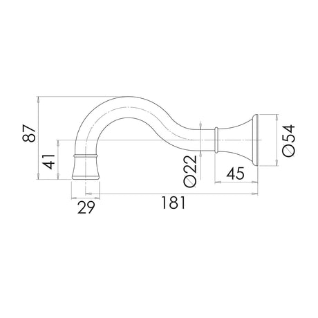 NS0900_Nostalgia_Basin_Bath_Outlet_Shepherd_Crook_180mm_Line_Drawing