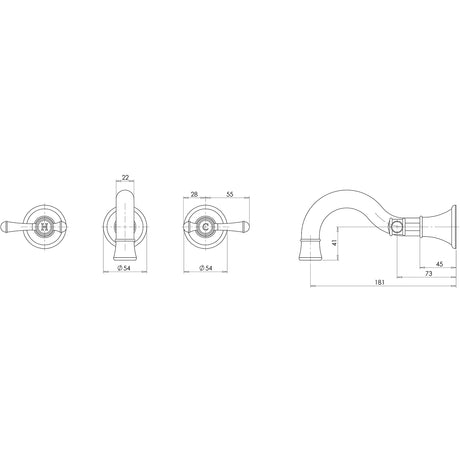 NS111L_Nostalgia_Lever_Bath_Set_180mm_Shepherds_Crook_Line_Drawing