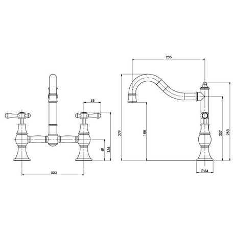 NS135_Nostalgia_Lever_Exposed_Sink_Set_Line_Drawing