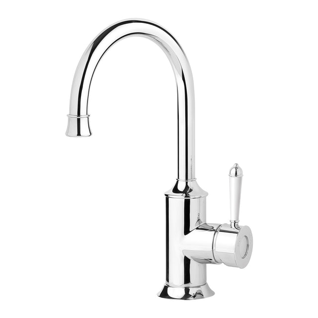 Phoenix Nostalgia Sink Mixer 160mm Gooseneck Chrome/Natural White in Chrome / Natural White, product view