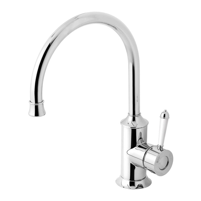 Phoenix Nostalgia Sink Mixer 220mm Gooseneck Chrome/Natural White in Chrome / Natural White, product view