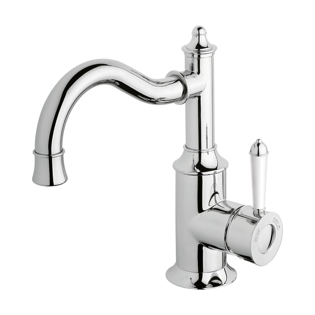 Phoenix Nostalgia Basin Mixer 160mm Shepherds Crook Chrome/Natural White in Chrome / Natural White, product view