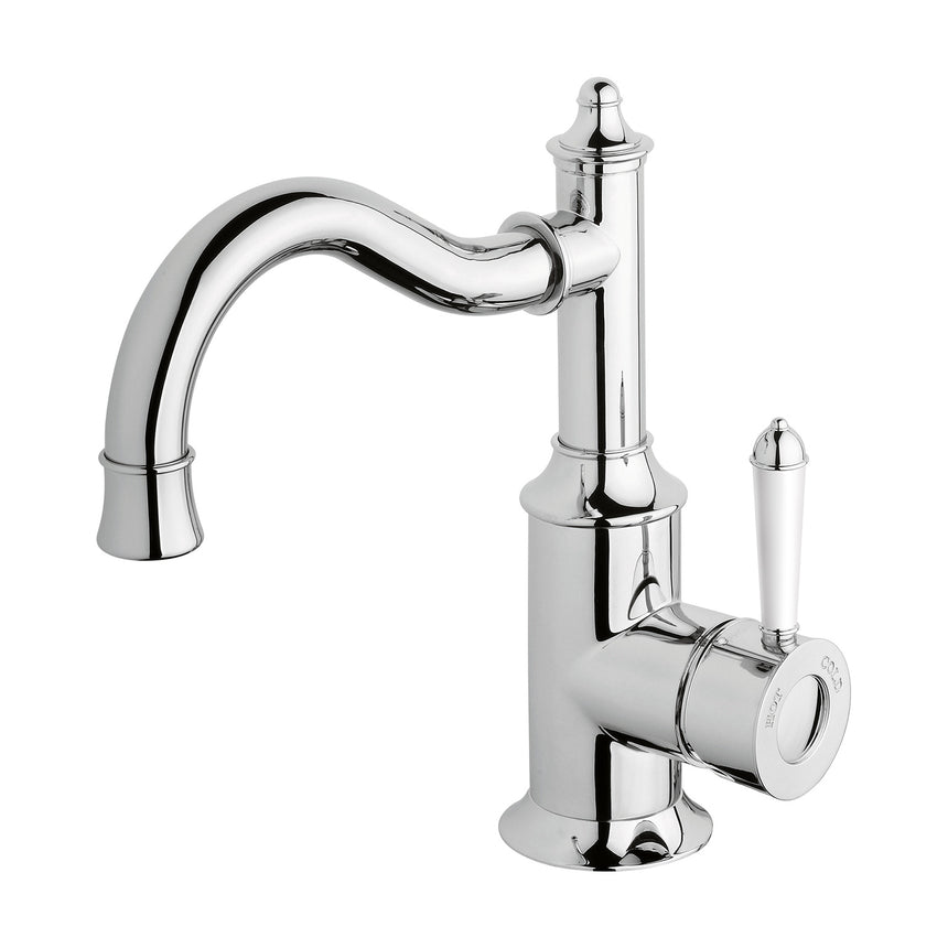 Phoenix Nostalgia Basin Mixer 160mm Shepherds Crook Chrome/Natural White in Chrome / Natural White, product view