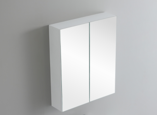Three-dimensional view of Lukka Alpha double-door white shaving cabinet by Tilemall