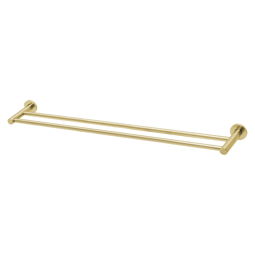 Phoenix Radii Double Towel Rail 800mm Round Plate Brushed Gold, product view