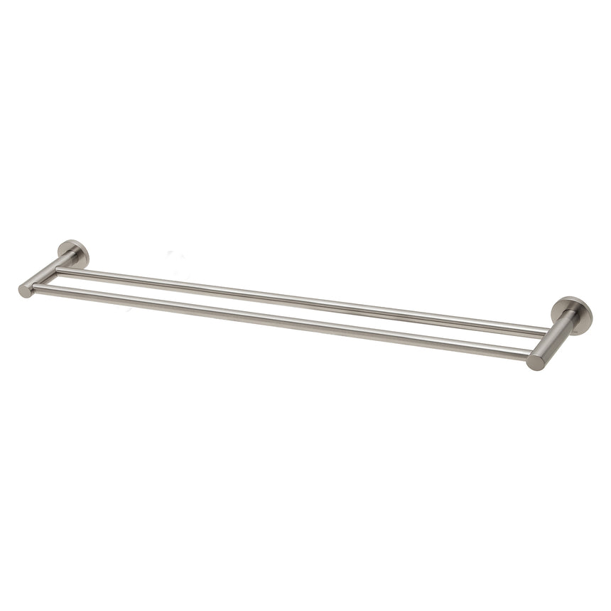 Phoenix Radii Double Towel Rail 800mm Round Plate Brushed Nickel, product view