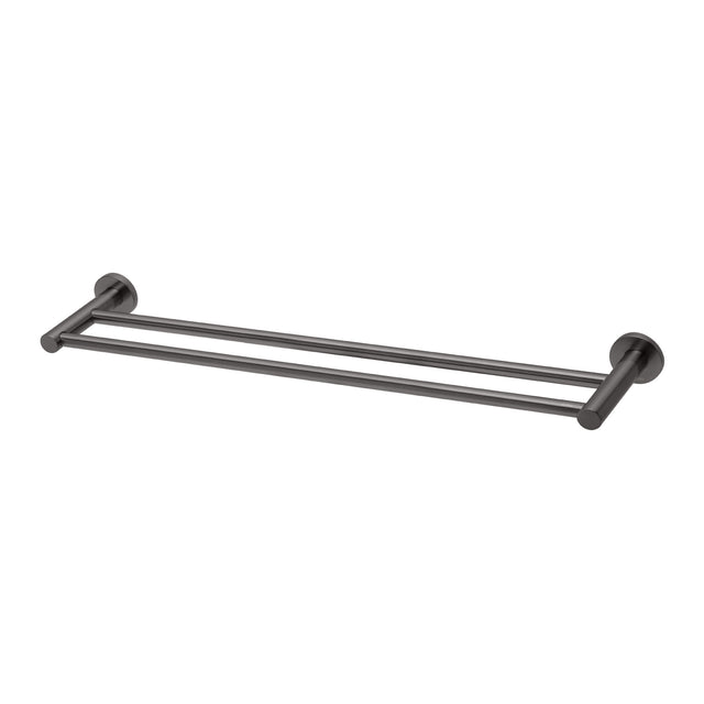 Phoenix Radii Double Towel Rail 600mm Round Plate Brushed Carbon, product view