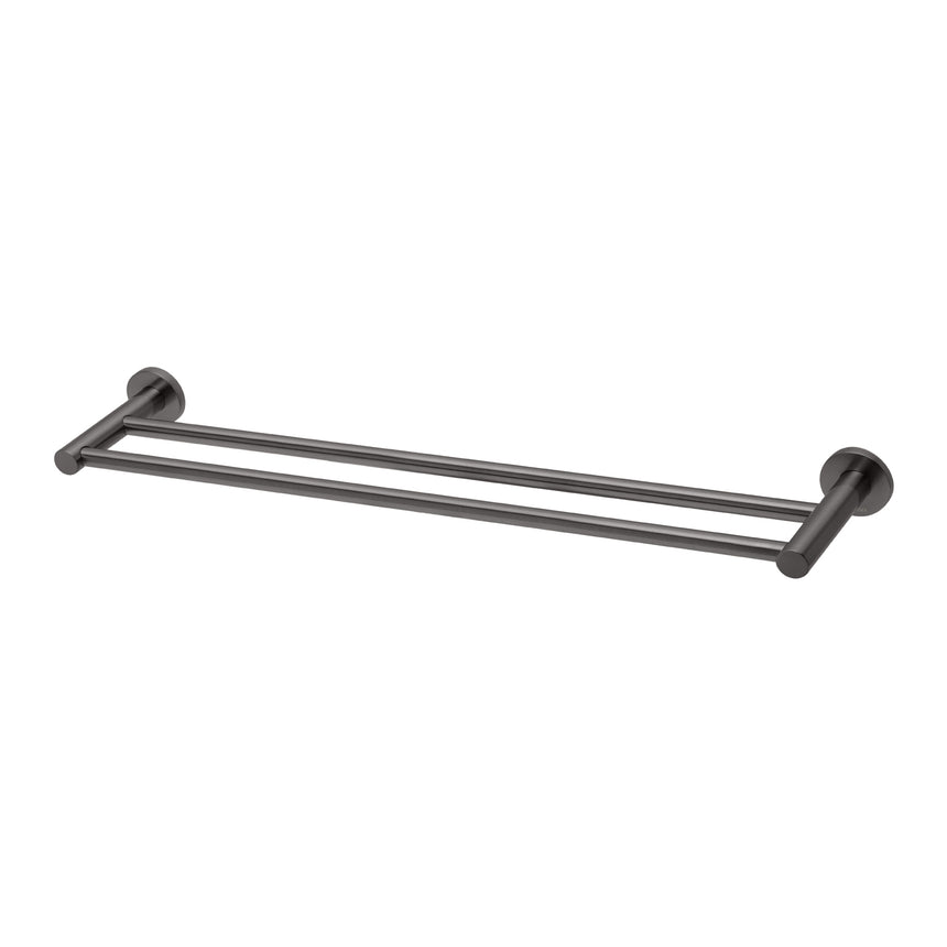 Phoenix Radii Double Towel Rail 600mm Round Plate Brushed Carbon, product view