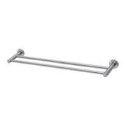 Phoenix Radii SS 316 double towel rail 600mm stainless steel by Tilemall with round plate and dual bars