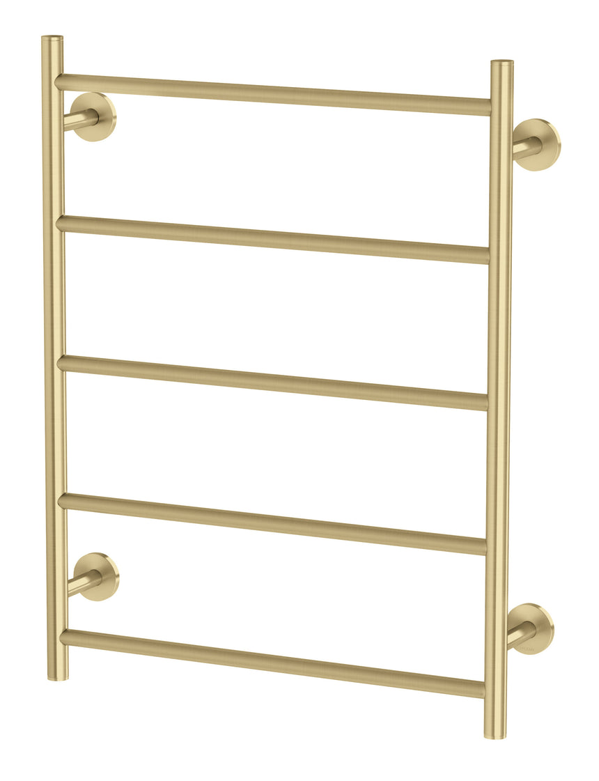 Phoenix Radii Heated Towel Ladder 550 x 740mm Round Plate Brushed Gold, product view
