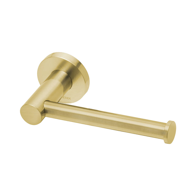 Phoenix Radii Toilet Roll Holder Round Plate Brushed Gold, product view