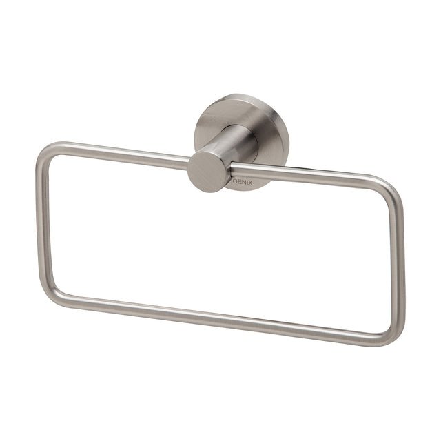 Phoenix Radii Hand Towel Holder Round Plate Brushed Nickel, product view