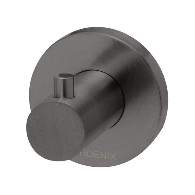 Phoenix Radii Robe Hook Round Plate Brushed Carbon, product view