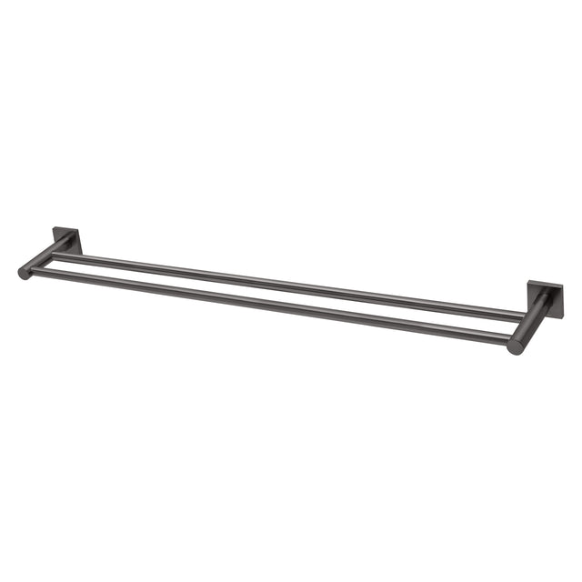 Phoenix Radii Double Towel Rail 800mm Square Plate Brushed Carbon, product view